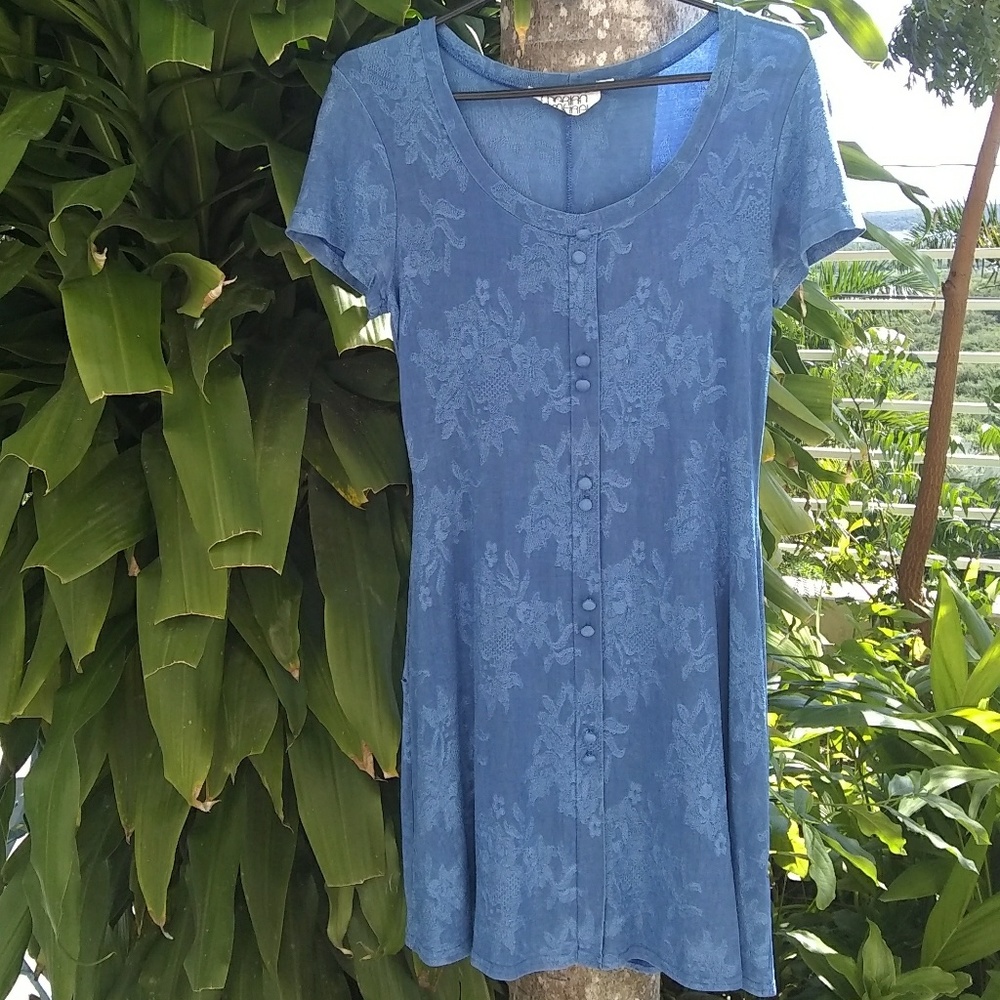 Vintage Marian & Maral Blue Floral Skater Dress